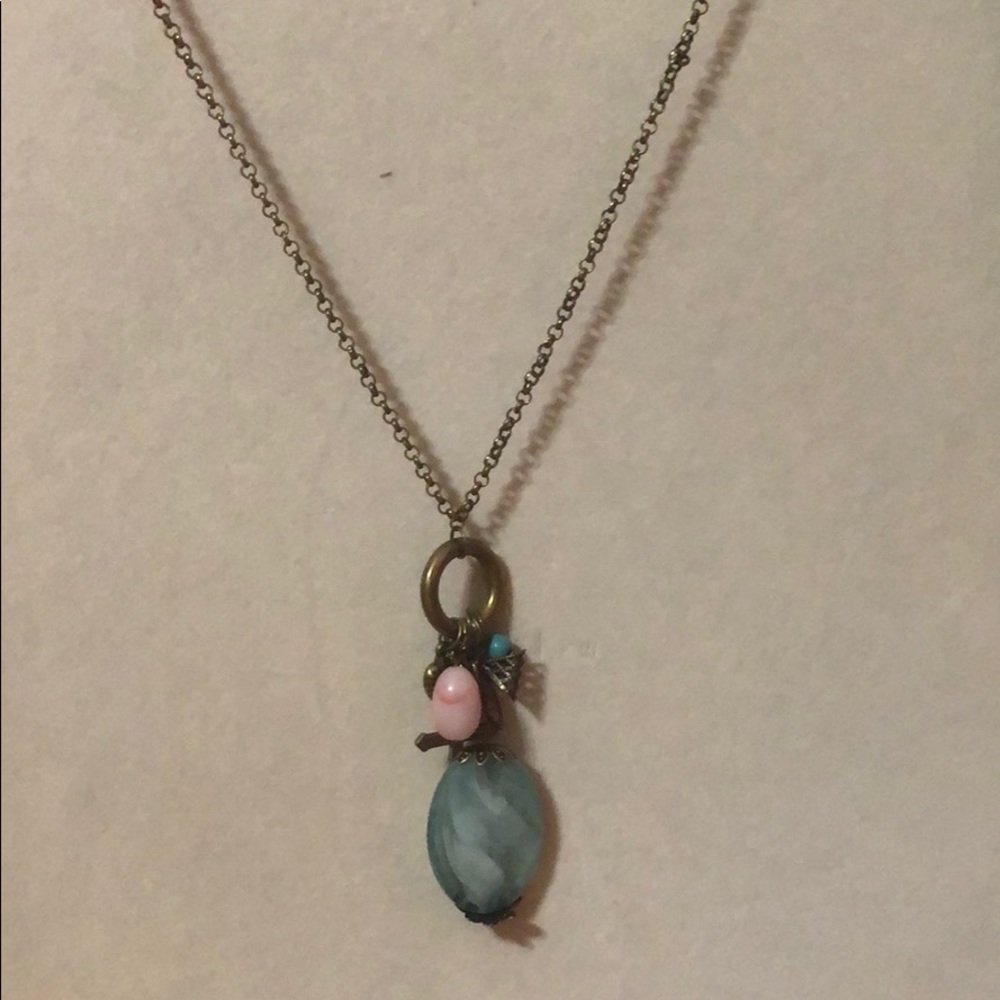 green and pink necklace